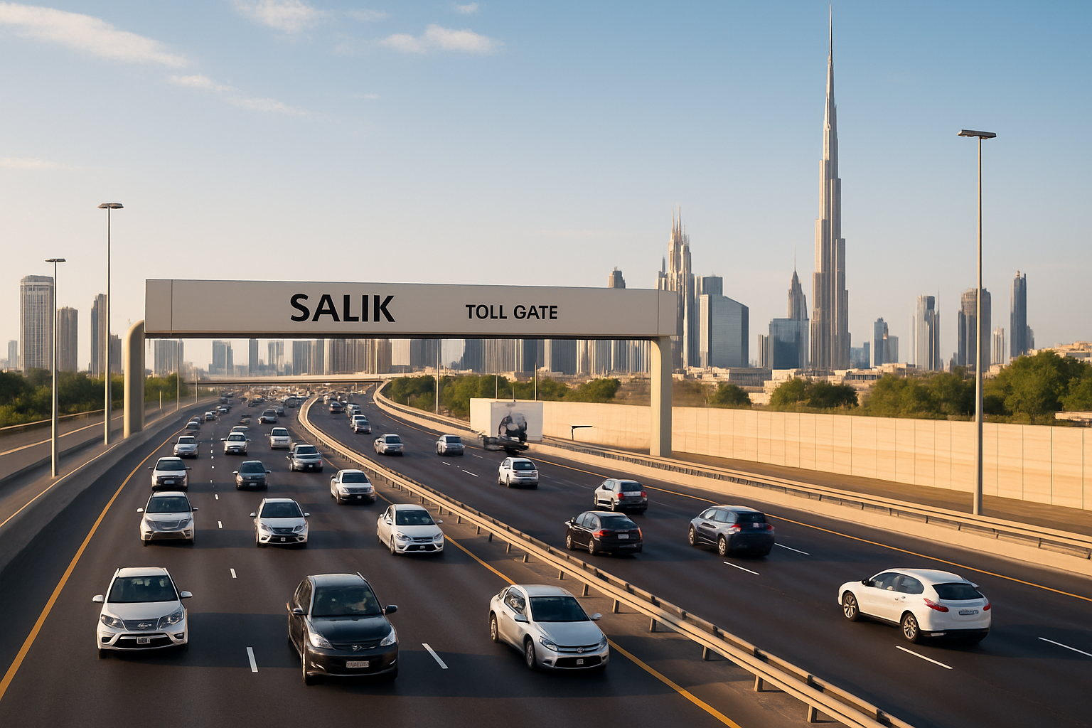 Smooth traffic flow on a Dubai toll road